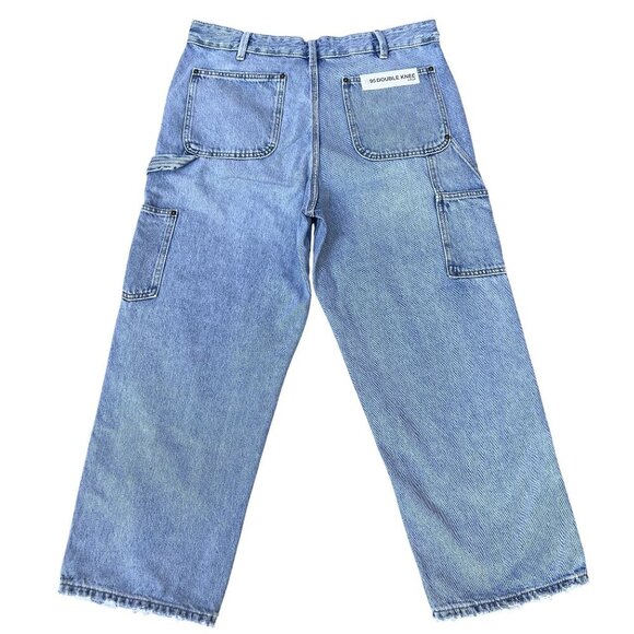 Zara NWT Size USA 34 EUR 44 Double Knee Wide Leg Utility Denim Carpenter Jeans - Picture 2 of 15
